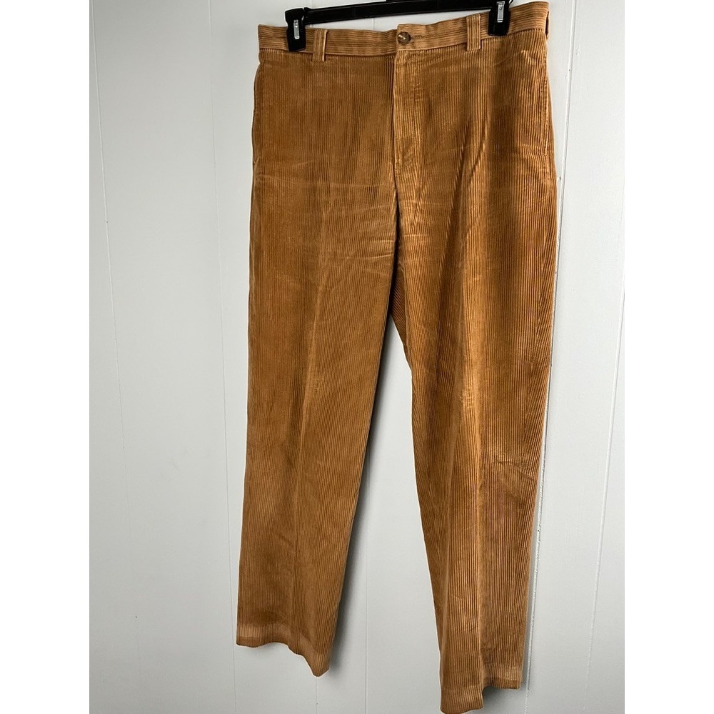 L.L Bean Mens Camel Brown Wide Wale Corduroy Straight Leg Casual 34x33‎
